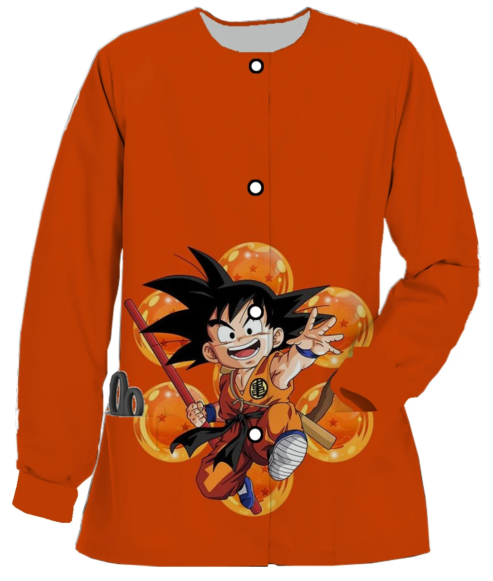 เสื้อแจ็คเก็ตสตรี Anime Dragon Ball พิมพ์ Pet Shop ทันตกรรมเสื้อผ้าทํางานเด็กกลางพยาบาลเสื้อผ้ากระเป๋าเสื้อสเวตเตอร์ถัก