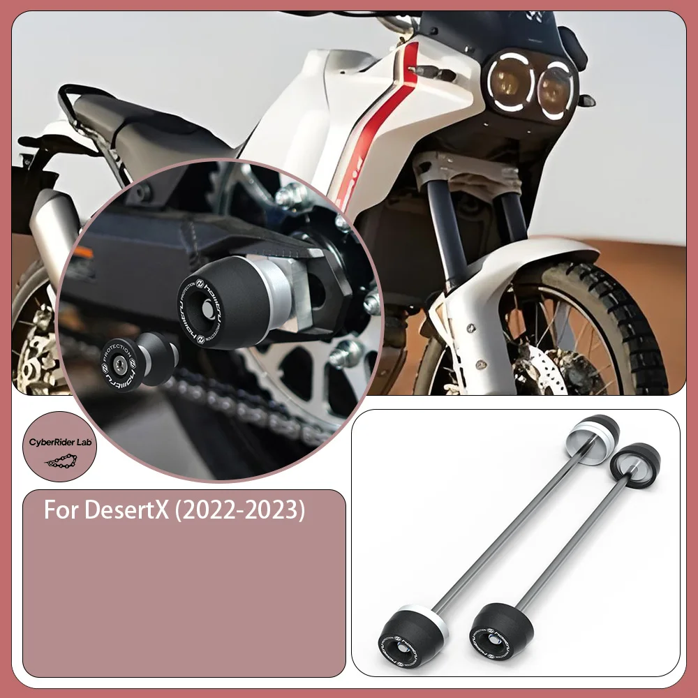 

For Ducati DesertX 2022-2024 F/R Wheel Spindle CNC Protectors - Anti-Corrosion All-Terrain Rider Gift Tool-Free Install​​