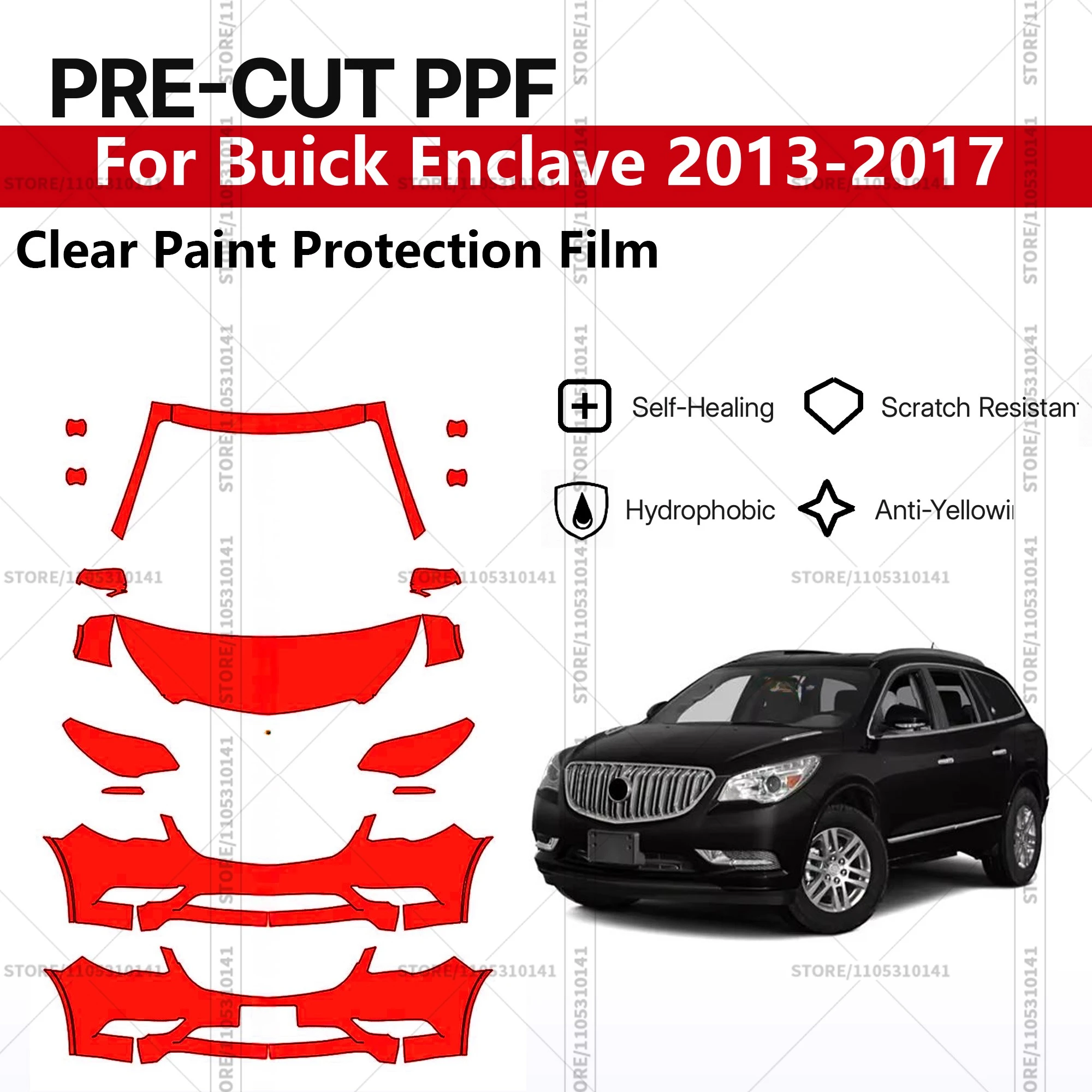 

For Buick Enclave 2013-2017 Pre-Cut Paint Protection Film PPF Transparent Car Film Professional Automotive PPF Front Kit