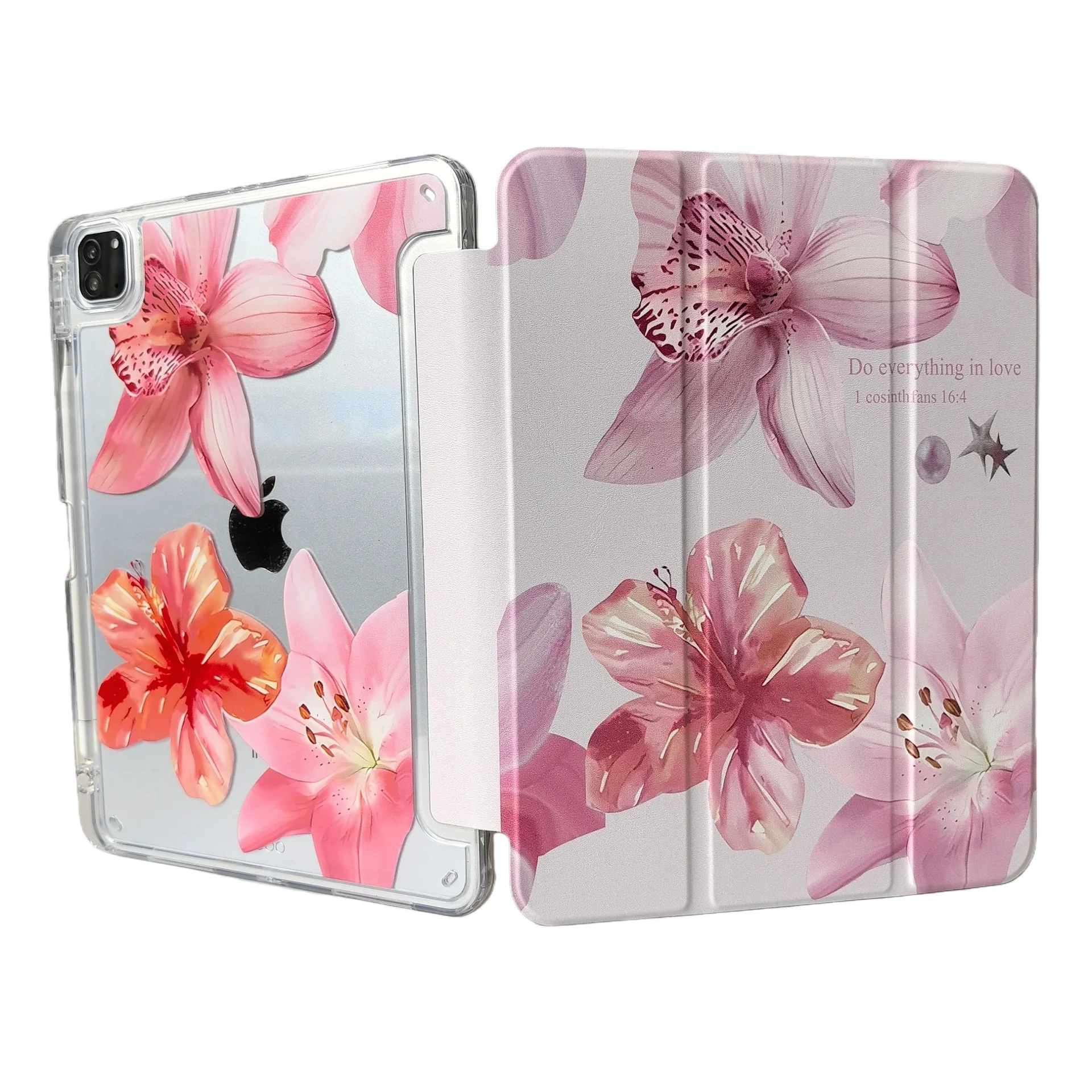 

Lily Flower Pen Slot Tablet Case For iPad Mini 6 7 Pro 2025 2024 2022 2021 2020 2019 2018 2017 11 10th Air 2 3 4 5 6 7 Cover