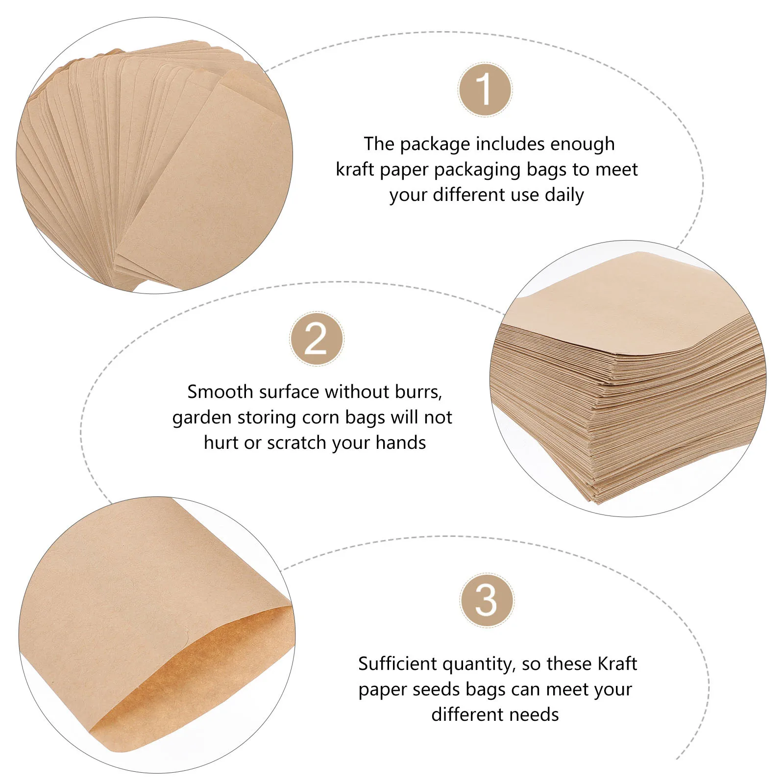 

100Pcs Seed Storage Packets Kraft Paper Bags Portable Gardening Supplies for Small Items Wedding Favors Shower Gifts