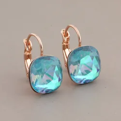 New Unique Glass Drop Earrings for Women Fashion 585 Rose Gold Color Bridal Elegant Wedding Daily Fashion Earrings 2024 Luxury