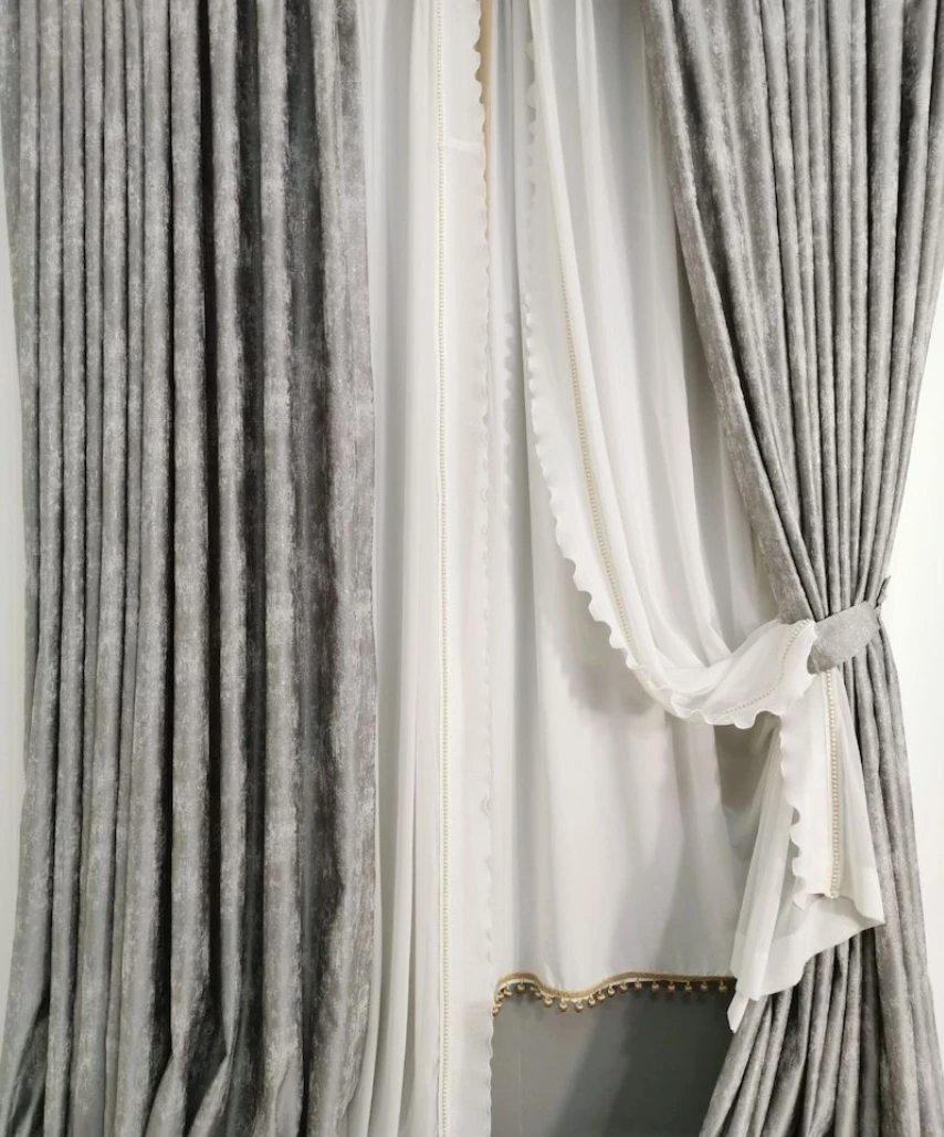 

Custom Size Luxury European Curtains Gold Wire Jacquard Blackout Atmospheric Curtains for Living Bedroom Dining White Tulle