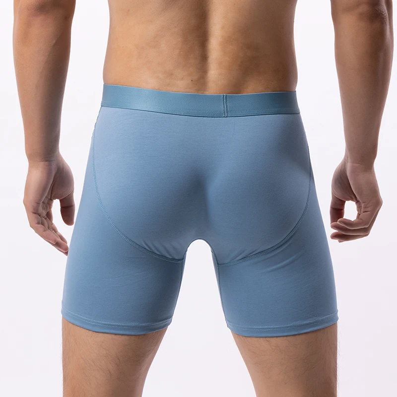 EUR Size Men Underwear Separation U Pouch Boxer Shorts Male Cotton Long Leg Underpants Sports Breathable Sexy Mid Waist Panties