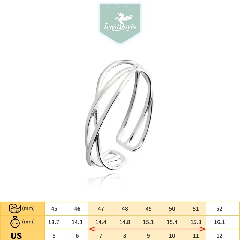 TrustDavis 100% 925 Sterling Silver Fashion Women Jewelry Hollow Cocktail Ring Sizable 5 6 7 Girls Xmas Gift DS482