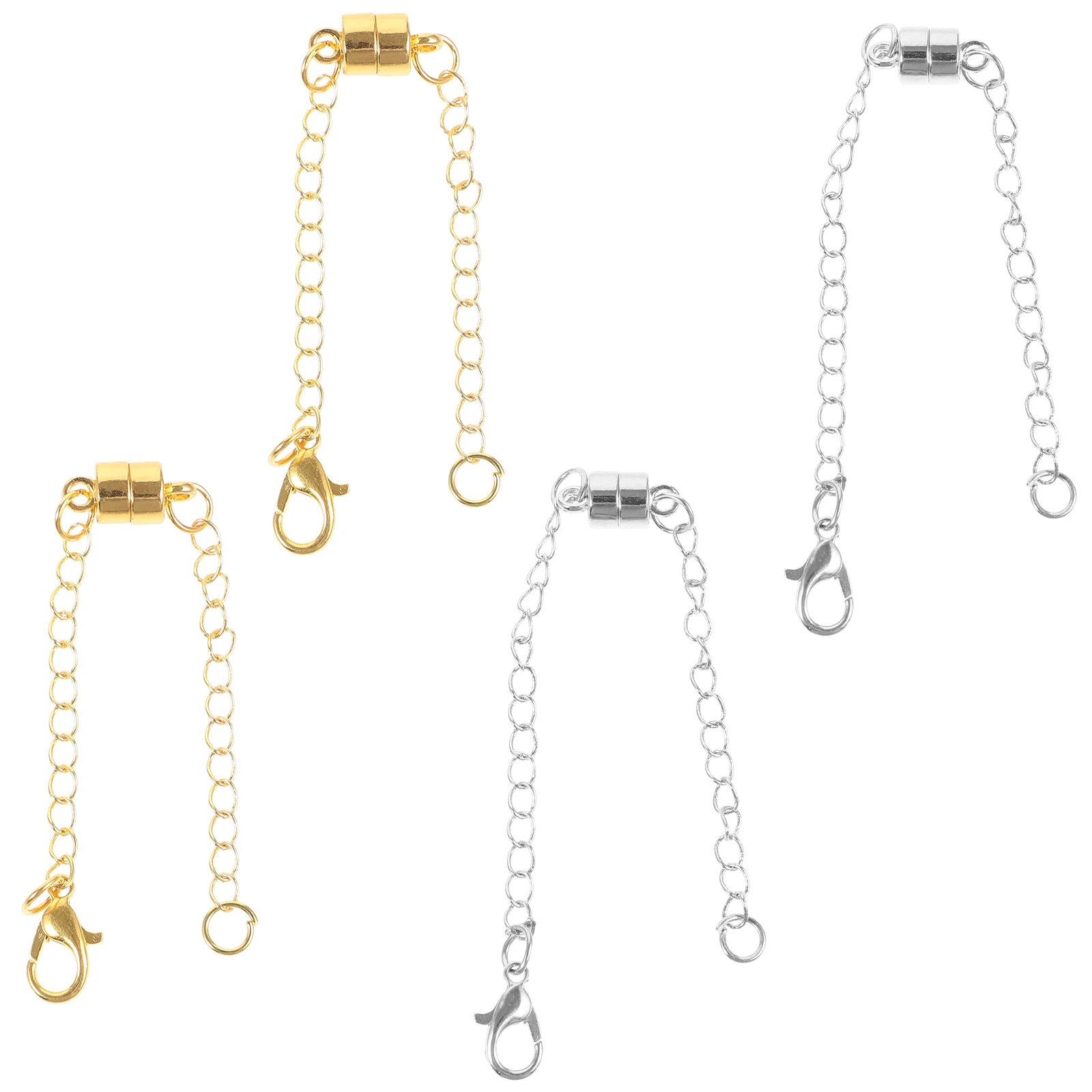 4 Pcs Magnet Buckle Extension Chain Necklace Extender Chains Extenders for Multiple Necklaces Jewelry