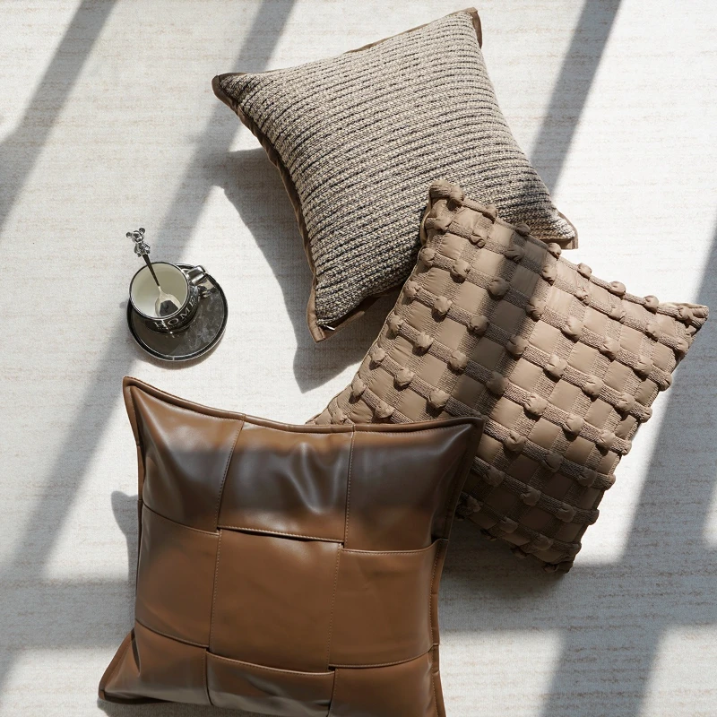 30x50/45x45CM Brown Throw Pillow Cover Light Luxury Geometry Stamping Waist Cushion Cover Decor Home Decorative Pillowcase