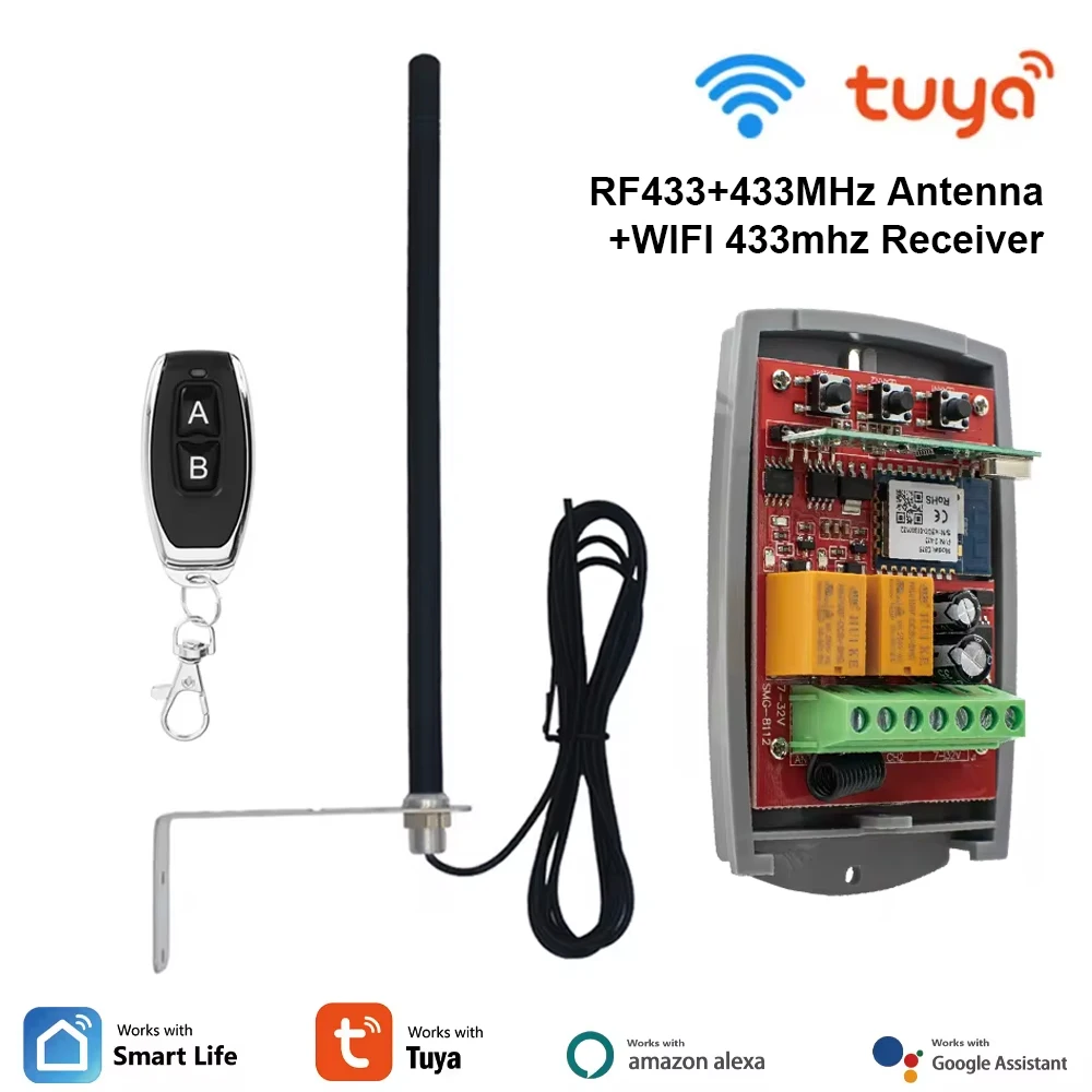 Tuya Auto Sliding Swing Gate Control Opener Door Garage Wifi 433.92mhz External Receiver 2CH 433MHz Antenna Radio Signal Booster