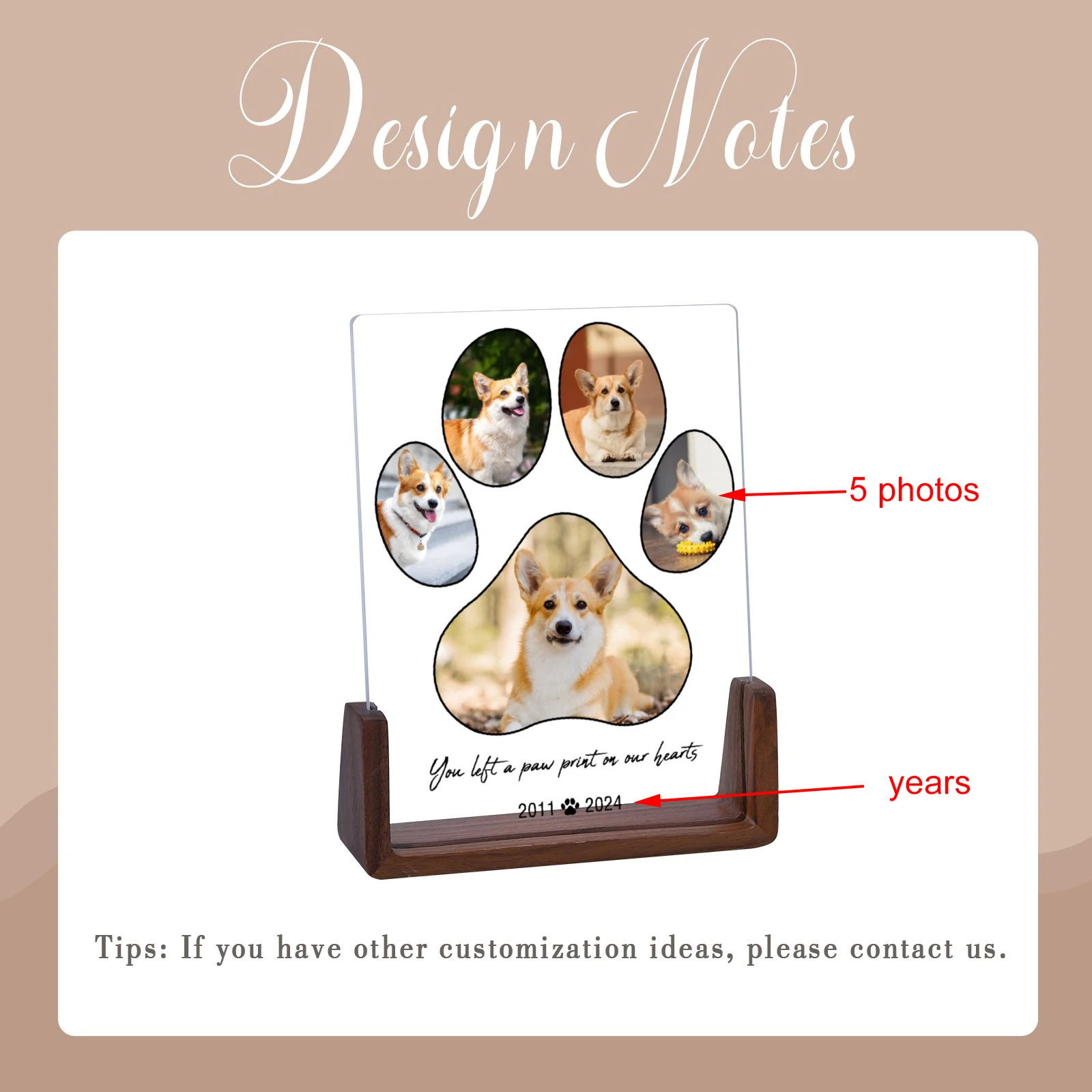 Custom Pet Photo Acrylic Plaque Cat Dog Loss Memorial Gift Desktop Display Picture Frames for Pet Owner Dog Dad Bereavement Gift