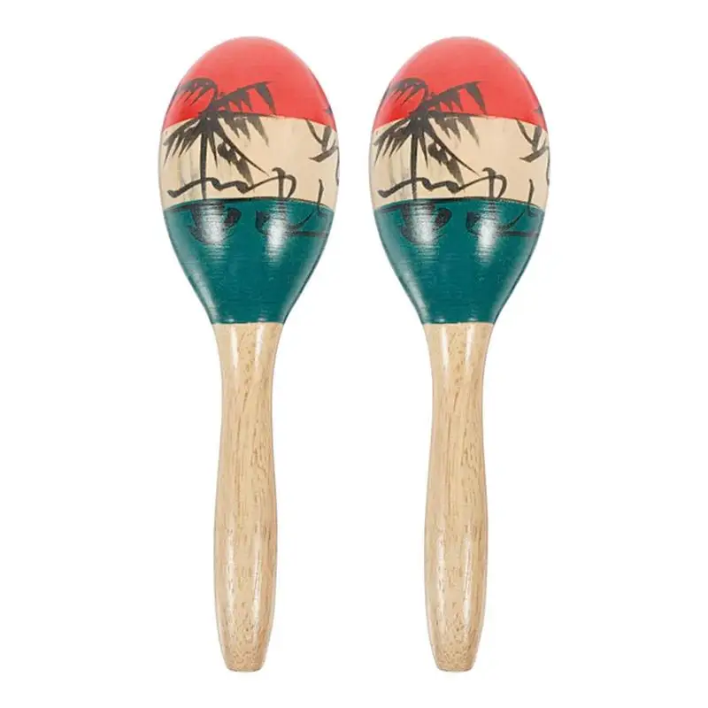 Mini Wooden Maracas Wood Rumba Shakers Rattle Hand Percussion Instrument 2PCS Latin Percussion Musical Instrument Maraca Hand