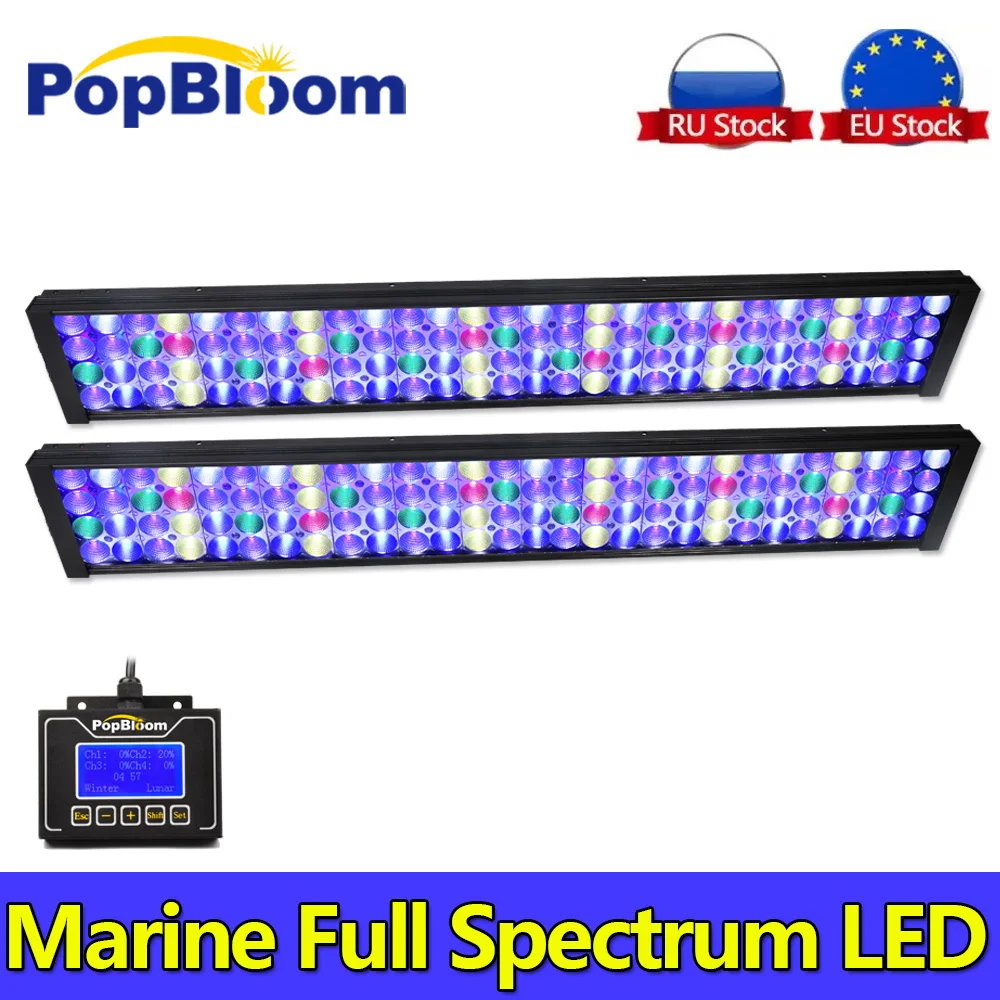 

PopBloom-Full Spectrum Marine LED Aquarium Lamp Smart Saltwater Aquarium Lighting for Seawater Coral Fish Tank Light,150-200cm