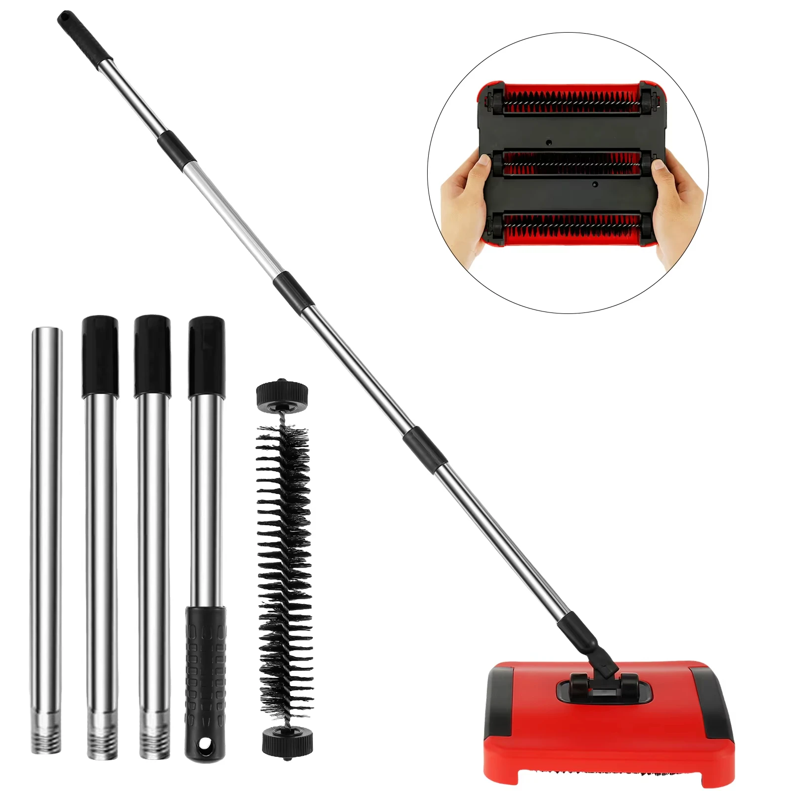 

Manual Carpet Sweeper Non-electric Pet Hair Dust Heavy-Duty Hand Push Broom Cleaner for Home Rugs Household Cleaning Accessories