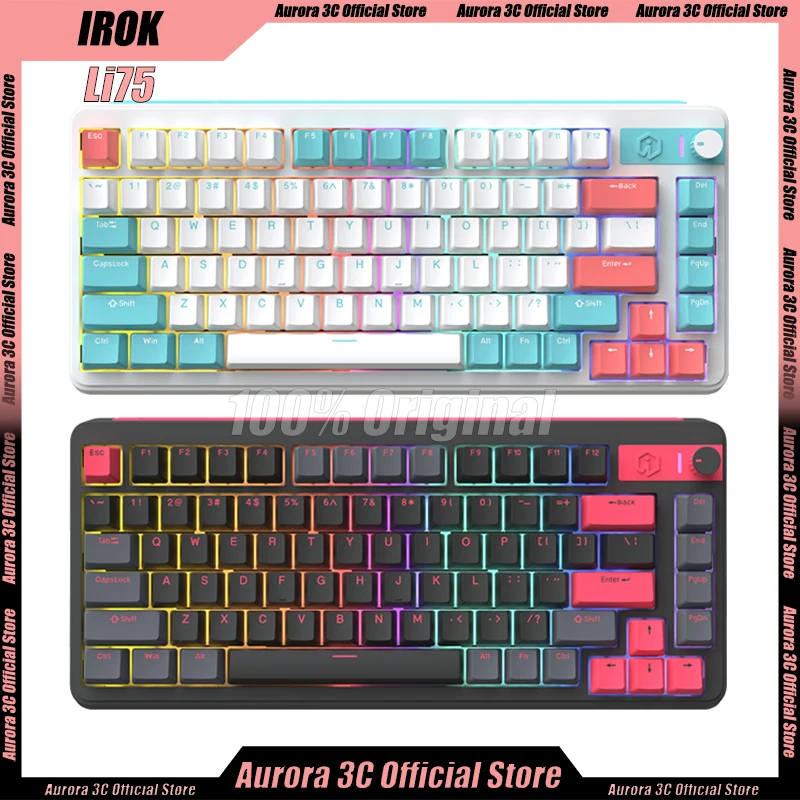 

IROK Li75 Mechanical Keyboard 3 Mode USB/2.4G/Bluetooth Wireless Keyboard Backlit PBT Gaming Office Keyboard For Pc Laptop Gift