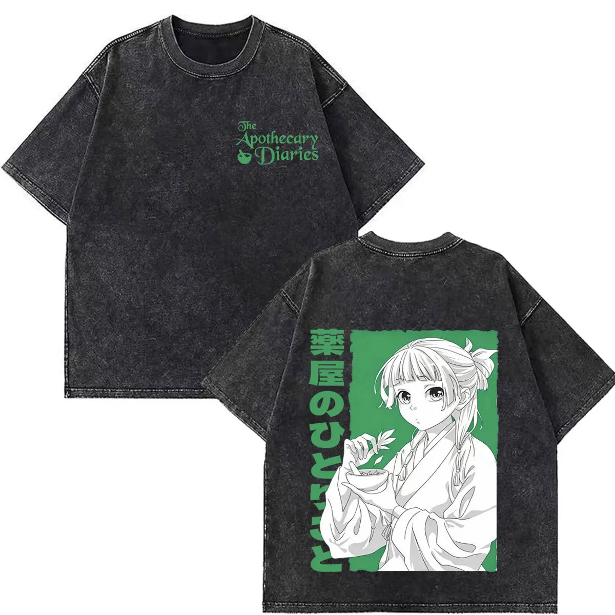 Anime The Apothecary Diaries Print Vintage Washed Tees Men Women Aesthetic Trend T Shirt Loose Casual Cotton T Shirts Fan Gifts