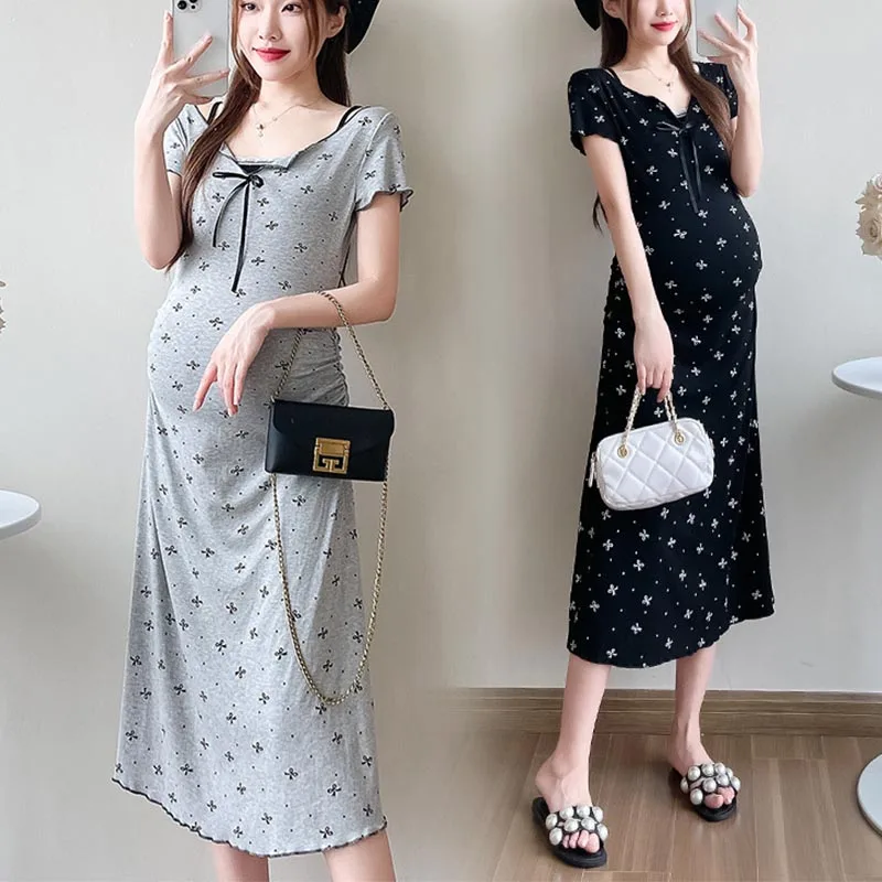 

New Maternity Women Pregnancy Dresses Mama Clothes V-Neck Solid Sexy Off Slim And Thin Bodycon Pregnant Women Casual Dress