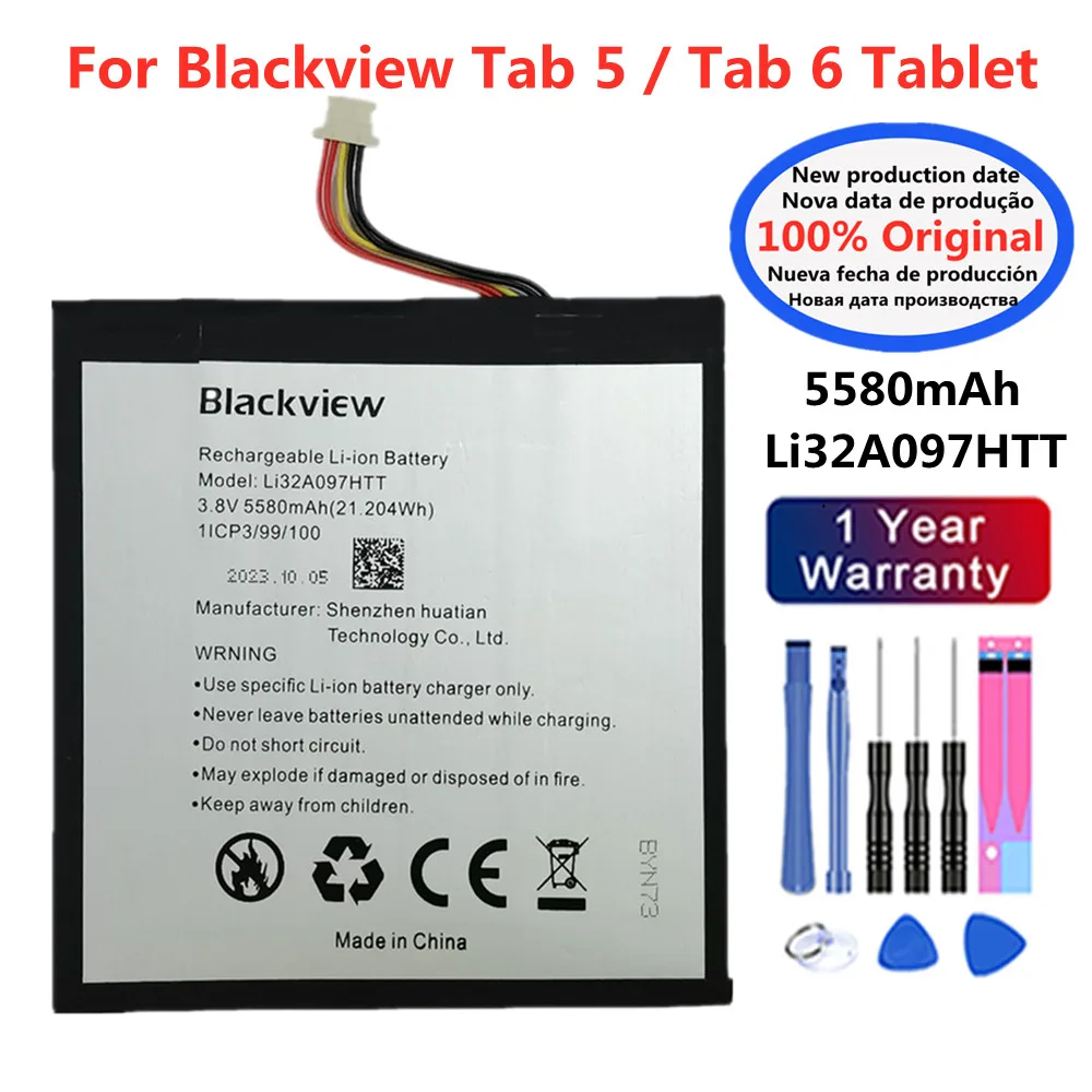 

100% Original 5580mAh Li32A097HTT Battery For Blackview Tab 5 / Tab 6 Tablet PC Replacement Batteria + Tool Kits