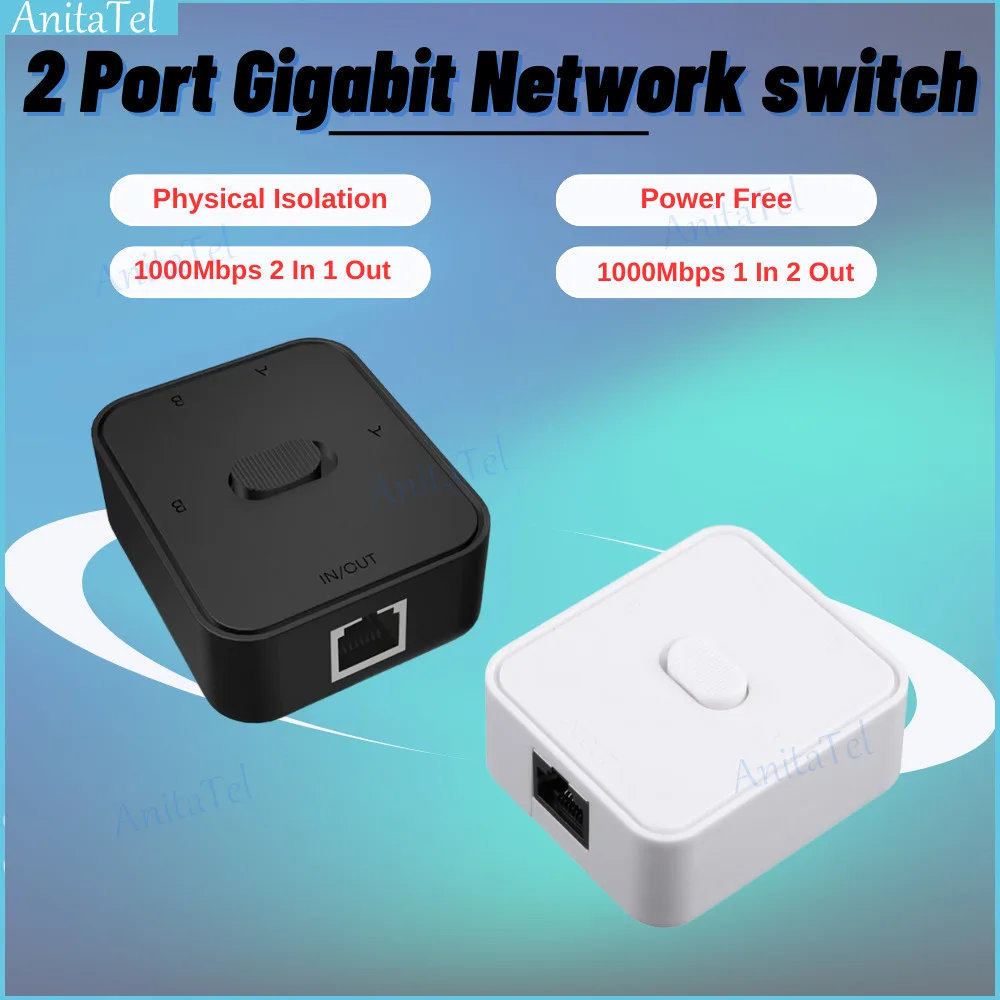 

2 Port RJ45 LAN CAT6 Network Switch Selector 1000Mbps 2 In 1 Out /1 In 2 Out Internal External Network Switcher Splitter Cheaper