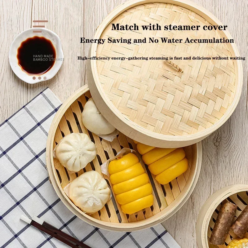 1/2/3 Layer Bamboo Steamer With Cover Fish Vegetable Snack Basket Set Kitchen Cooking Tool Dumpling Steamer Cookware Cage