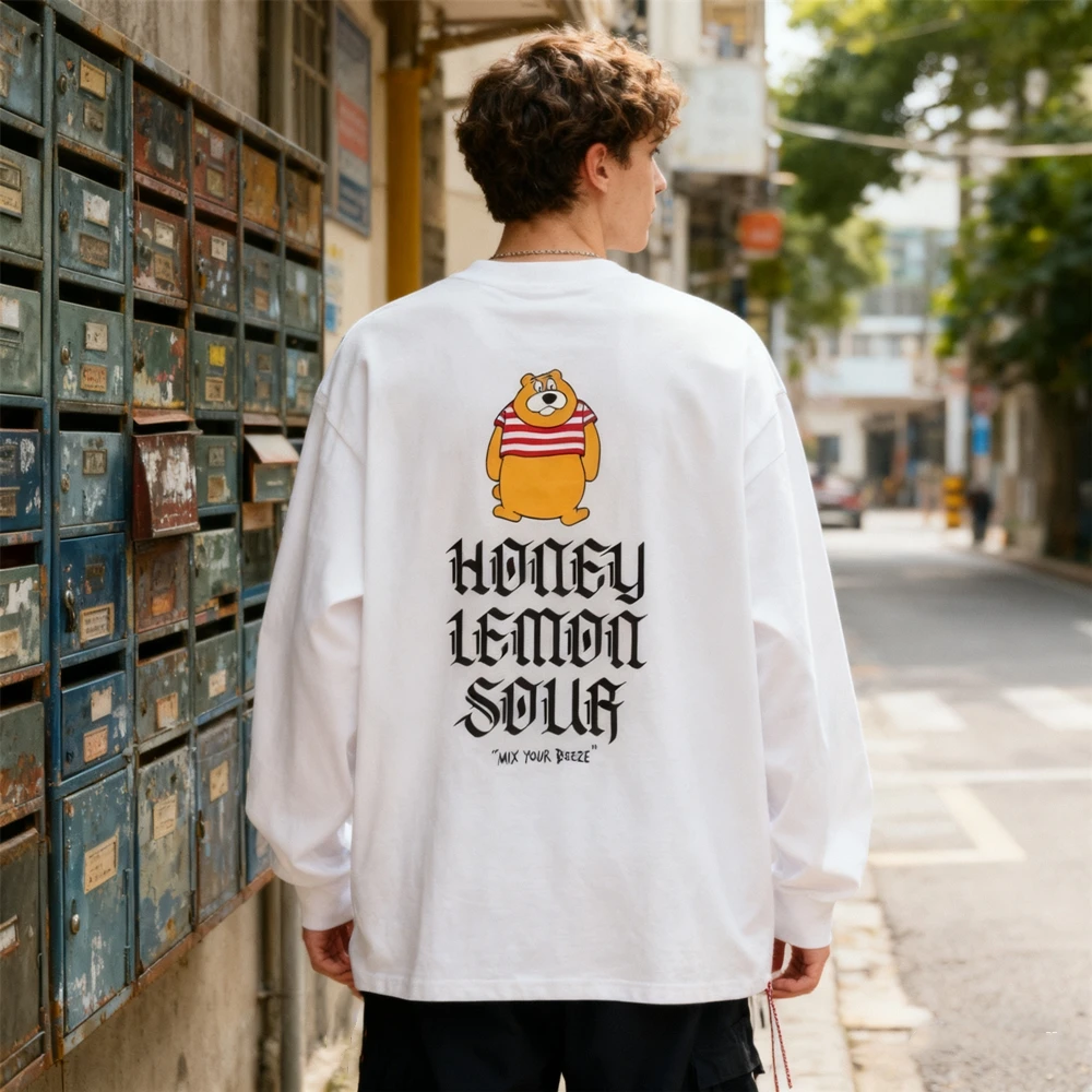 เสื้อยืดแฟชั่นสตรีทแวร์สไตล์ญี่ปุ่น KUCLUT 1:1 คุณภาพดีที่สุด พิมพ์ลายหลวมๆ ผ้าฝ้าย 100% เสื้อโอเวอร์ไซส์ แขนยาว สำหรับผู้ชาย