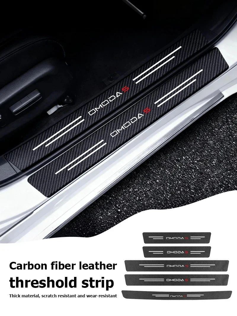Wear Resistant Carbon Fiber Door Sill Guard For Exeed LX, TX, RX, VX Anti Scratch Step Threshold Protective Sticker Trim