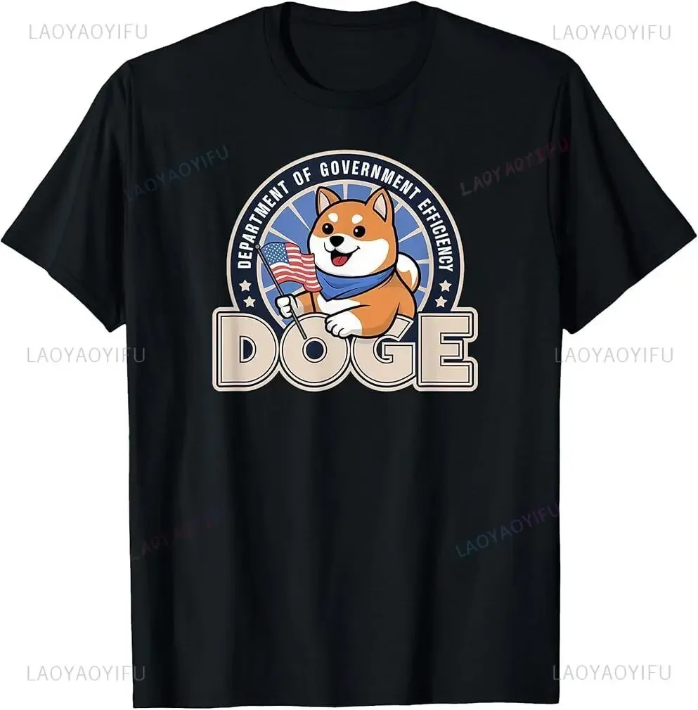 Funny D.O.G.E. DOGE Crypto Department of Government Efficiency US Man T-Shirt Classic O-neck High Quality Cotton Printed Tshirt