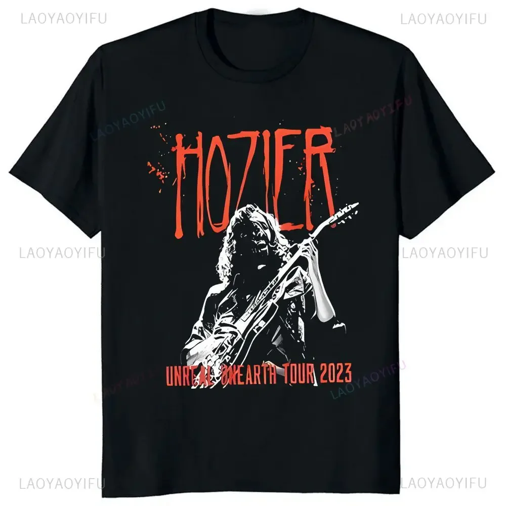 Piosenkarka Hozier Album T-shirt Retro 90's Singer Mężczyźni Kobiety Wzorzysty Casual T-shirt z krótkim rękawem Streetwear