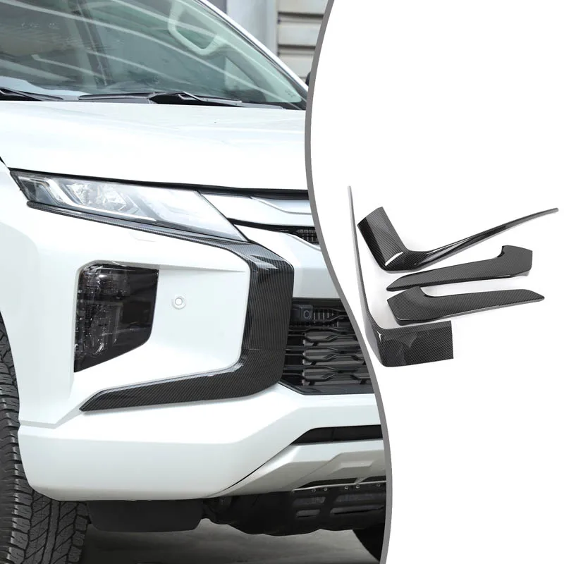 

Набор из 4 предметов, АБС-пластик из углеродного волокна для Mitsubishi L200 Triton 2019-2023, передняя решетка автомобиля, декоративная полоса, аксессуары для экстерьера автомобиля