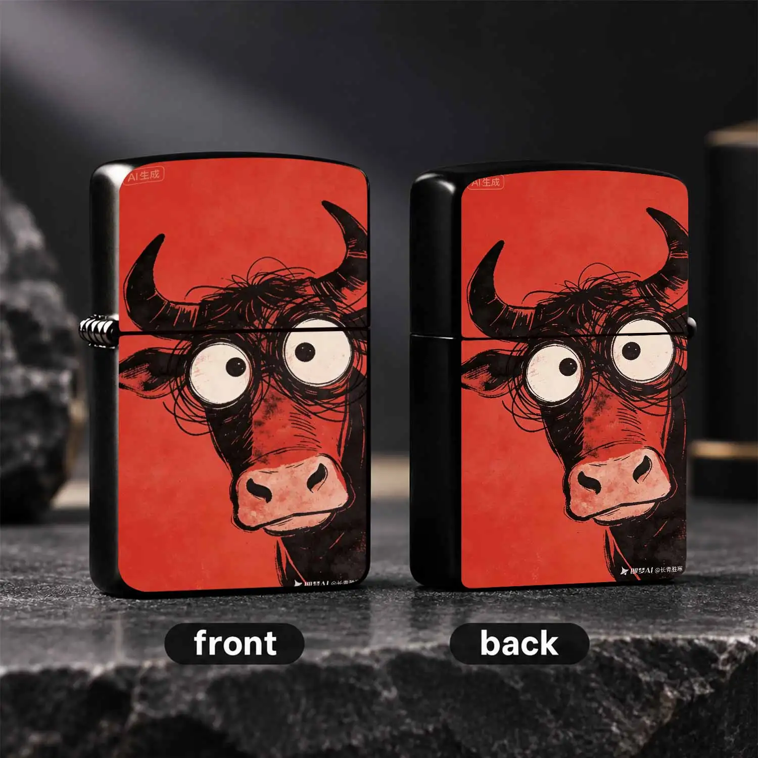 Fun Stylish Cute Big-Eyed Ox Pattern Lighter, Portable Trendy Accessory for Daily Camping, Outdoor Picnic, Home Use, Unique Creative Practical Gift for Friends Family on Various Occasions A Humorous And Interesting Lighter