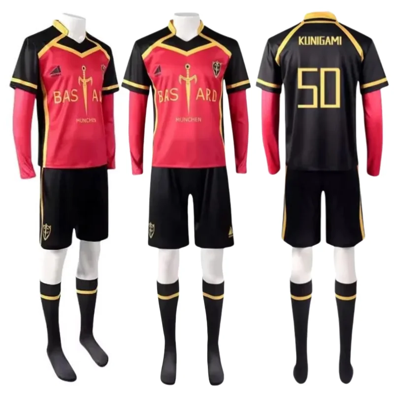 Costumes de Cosplay Anime Blue Lock Kunigami, perruques Rensuke, maillot de football de l'équipe Bastard Munchen # 50 Ensemble d'uniforme de football Kunigami pour hommes