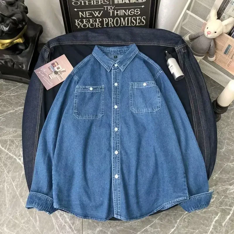 

LIBIELIY Construction Site Welding Workers Safety Shirt Long Sleeve Denim Shirt For Men New Spring Style Jacket Top Casual Clot