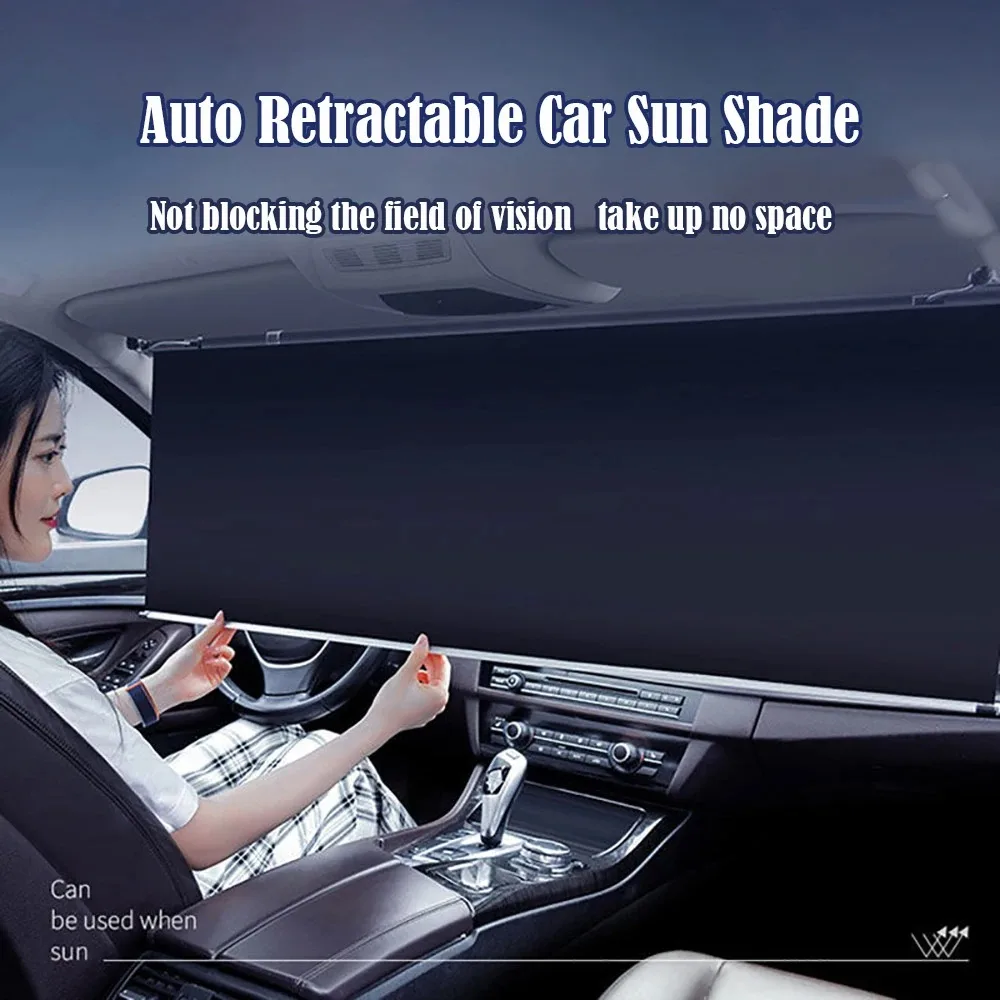 Front Window Sunshade Retractable Insulation Roller Blind Car Sun Shade Covers Interior windshield sunshade Privacy curtain