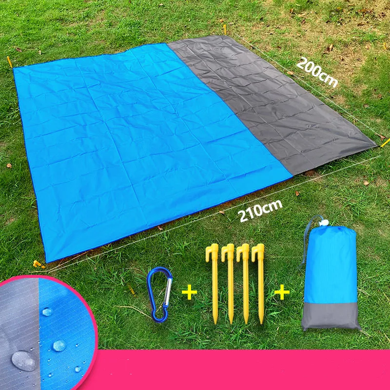 2.1m Large Waterproof Camping Tarp Hiking Picnic Mat Durable Beach Pad Multifunctional Tent Footprint Sun Canopy Ground Sheet