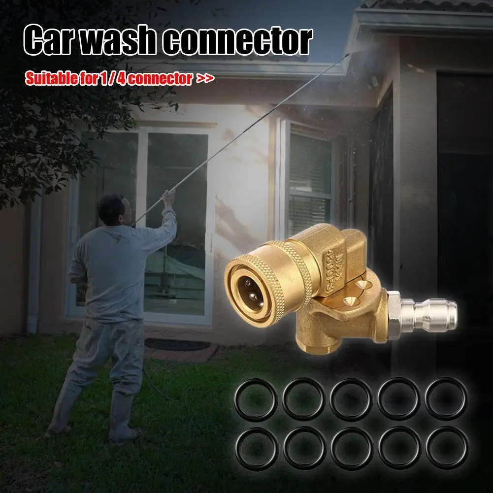 Quick Connection Pressure Washer Attachment Copper 1/4 Inch Insert Nozzle +10pcs O-Rings 180 Degree 5 Angles for Pressure Washer