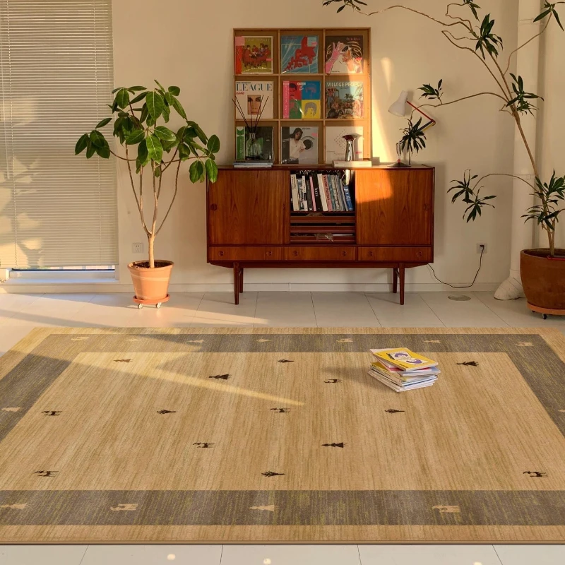 

Retro Rustic Style Living Room Carpet Large Area Sofa Rugoldable Machine Washable Bedroom Bedside Non-slip Soft Floor Mat Ковер