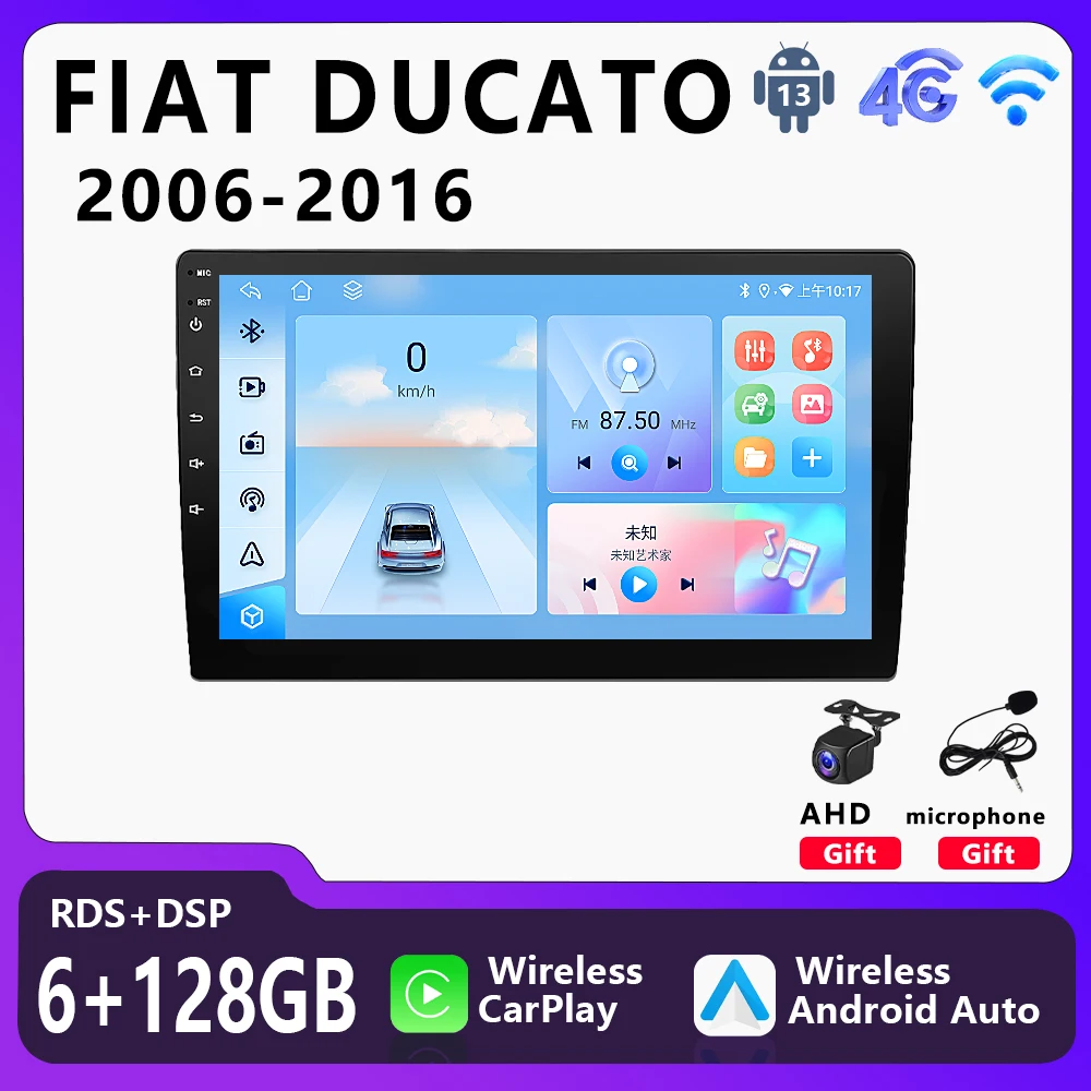 Android 14 Car radio gps For 2006-2016 FIAT DUCATO Carplay Auto QLED Screen 4G Car Radio Multimedia Player