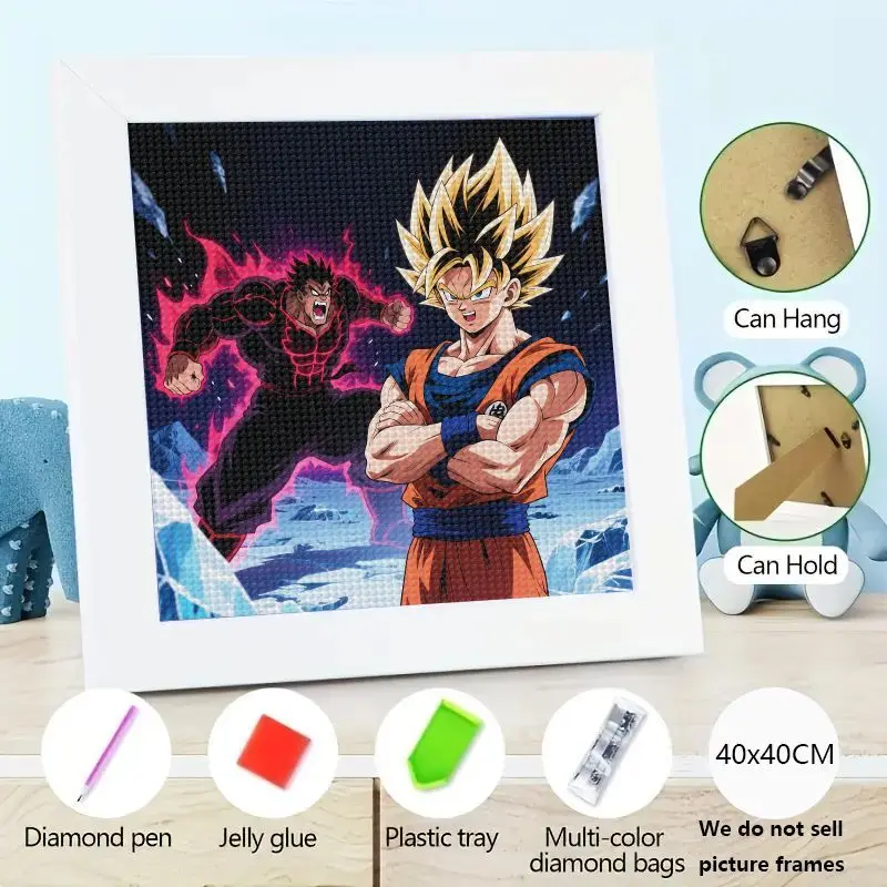 

1 шт. 5D DIY полный дрель комплект алмазной живописи, Dragon Ball Z Goku Super Saiyan и мощный аниме-анголист, эпическая боевая сцена, крест