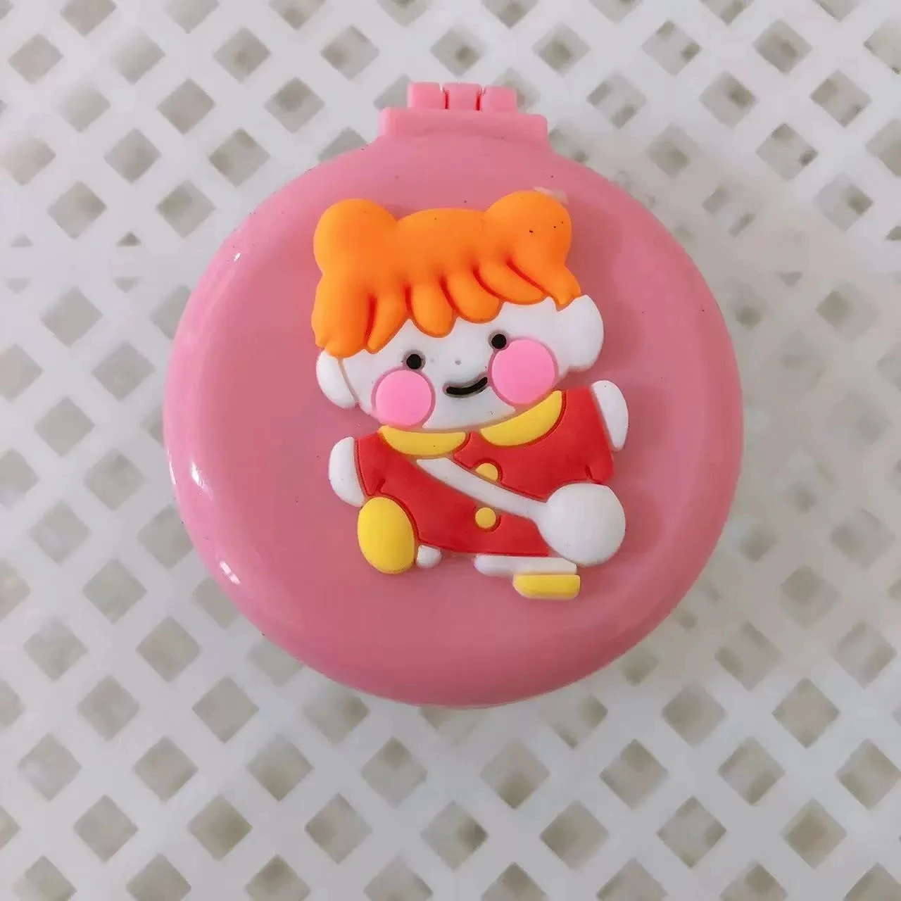 Macaron pequeño espejo portátil lindo chica corazón plegable airbag peine cojín de masaje portátil peine espejo de maquillaje circular