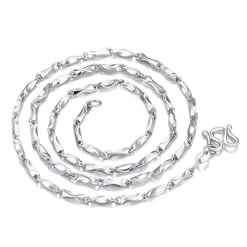 Real 925 Sterling Silver Necklace For Women Men Ingots Link Long Sweater Chain 45-60cm Length