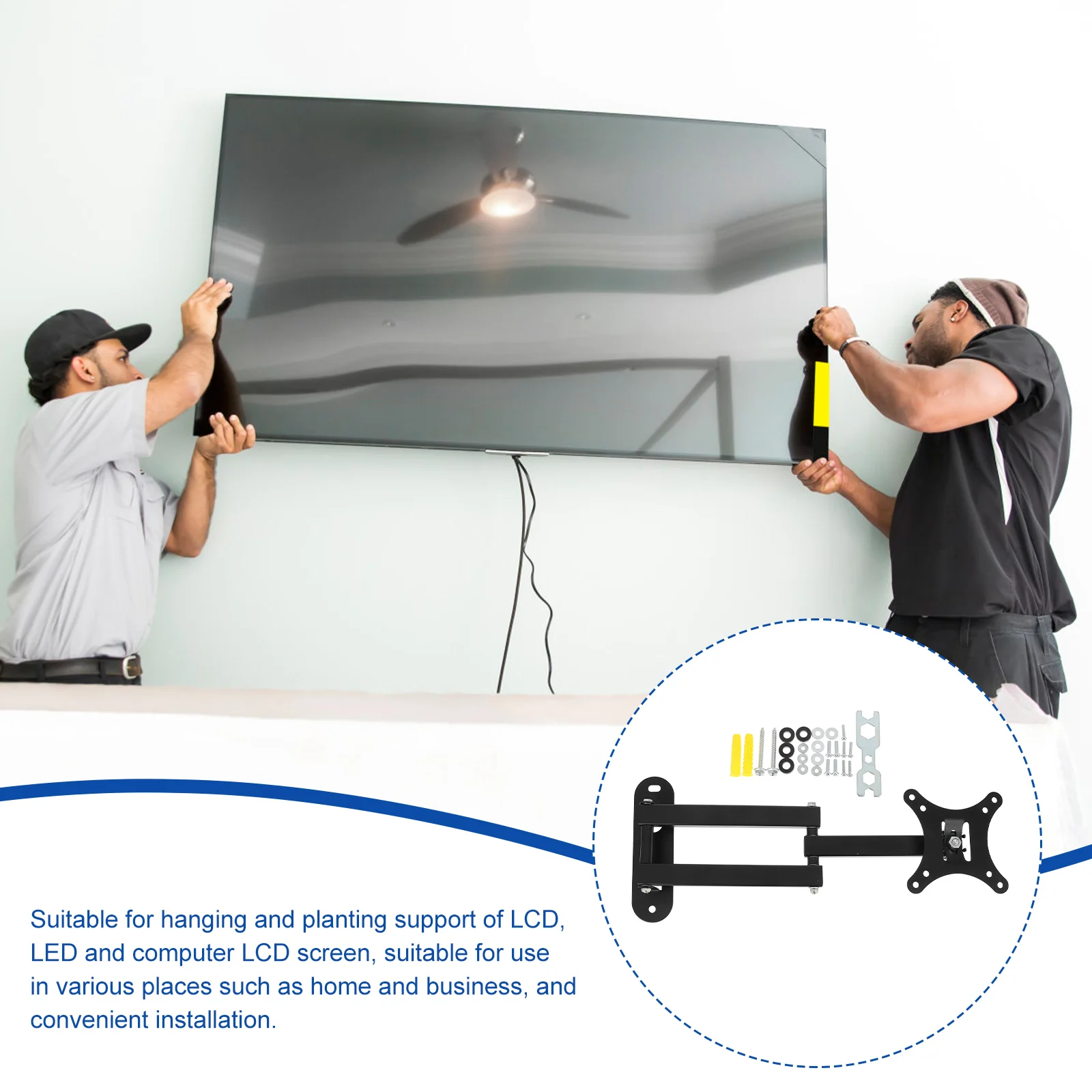 

Universal Monitor St Wall Mount Rack Black LCD Holder Flat Bracket Swivel Tilt Adjustable Stainless Steel Triple Arm
