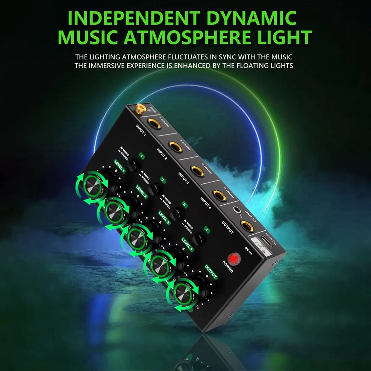 Punctual- 4 Channel Professional Sound Mixer Mini Audio Mixer Line Mixer Small Audio Mixer for Club Bar