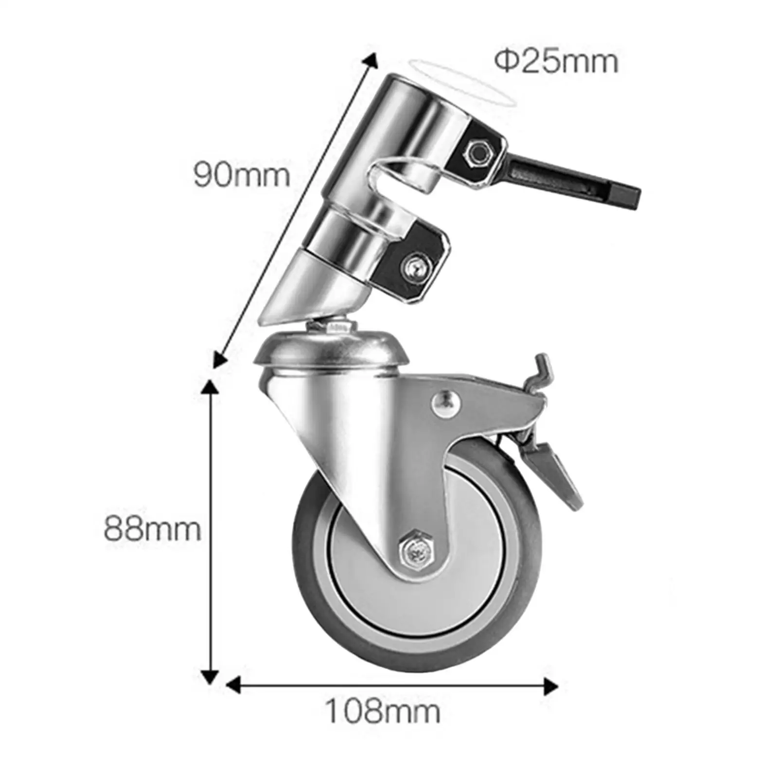 3Pcs/Set Swivel Casters Wheels with 25mm Diameter Mounting Holes Photography C Stand Tripod Rolling Wheels Aluminum Alloy