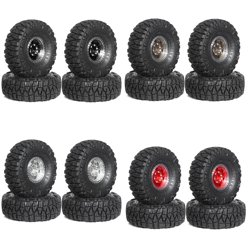 Juego de neumáticos de rueda Beadlock de Metal, 4 piezas, 60Mm, 1,0 pulgadas, para 1/18 1/24 RC Crawler Car TRX4M SCX24 AX24 FCX24, piezas de actualización