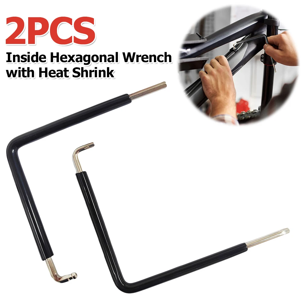 2Pcs L-Shaped Long Arm Hex Wrench with Heat Shrink Film 4mm Allen Wrench for Household DIY Professional Machine Repairing