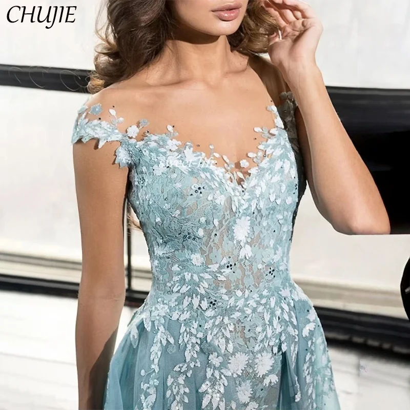 

CHUJIE Lace Appliques Off Shoulder Evening Dresses Mermaid Wedding Party Dress Prom Gowns Formal Evening Dress Vestidos De Gala