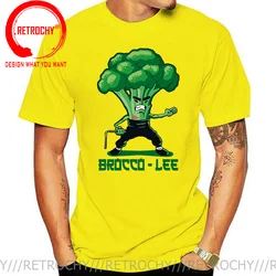 New Anime Brocco Lee T shirt men Funny Vegetable with Nunchucks T-shirt Parody Kung Fu Brucee Lee T shirt Jeet Kune Do tee shirt