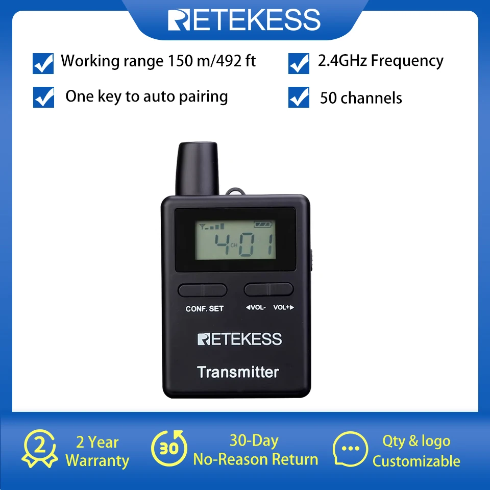 

Retekess Wireless Transmitter For TT109 Tour Guide System 50 Channel Traveling Museum Visit Meeting Factory Church Translation