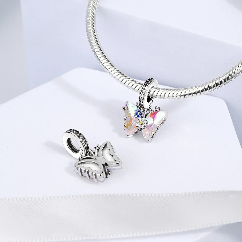 Real S925 Silver Colored Zircon Heart-shaped Pendant Beads Charm Fit Original Charms Bracelet Diy Fine Jewelry for Women Gifts image 5