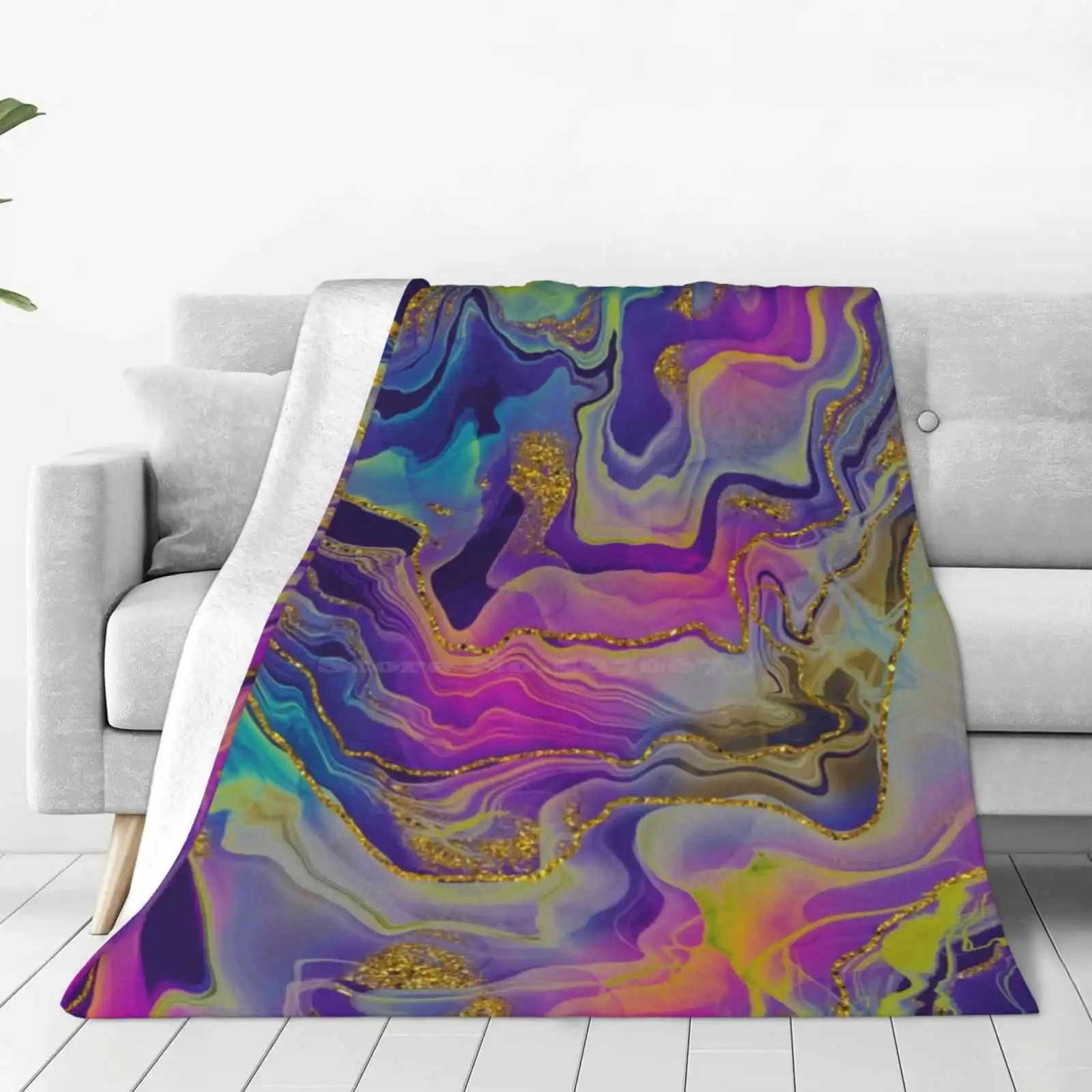 Sparkling Ink Splashes In Mermaid Colors With Gold Glitter Top Quality Comfortable Bed Sofa Soft Blanket Ink Splash Ink Art Ink