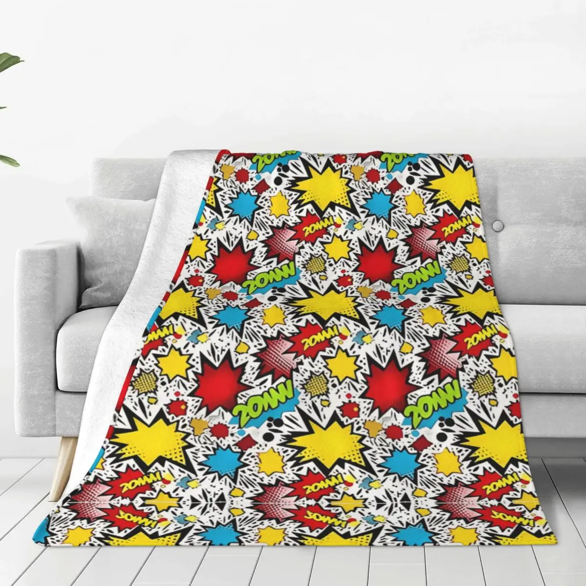 Comic Book Explosion Graffiti Art Pattern Blanket Decorative Flannel Throw Blanket For Home Decor Custom DIY Quality Bedspread