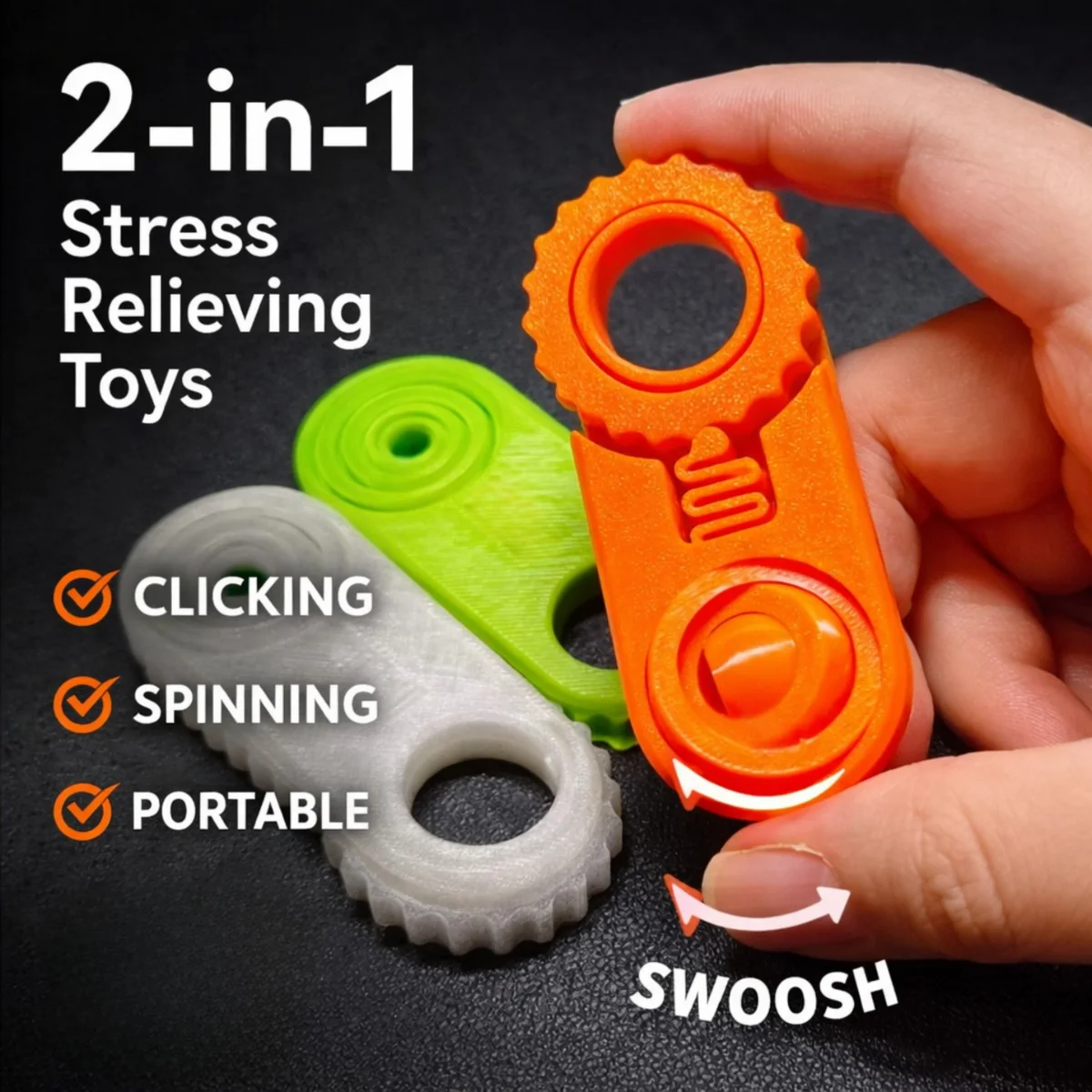Multifunction EDC Fidget Keychain Toy, Clicker + Spinner Stress Relief Pocket Gadget (2/3/5/7/12 in 1)